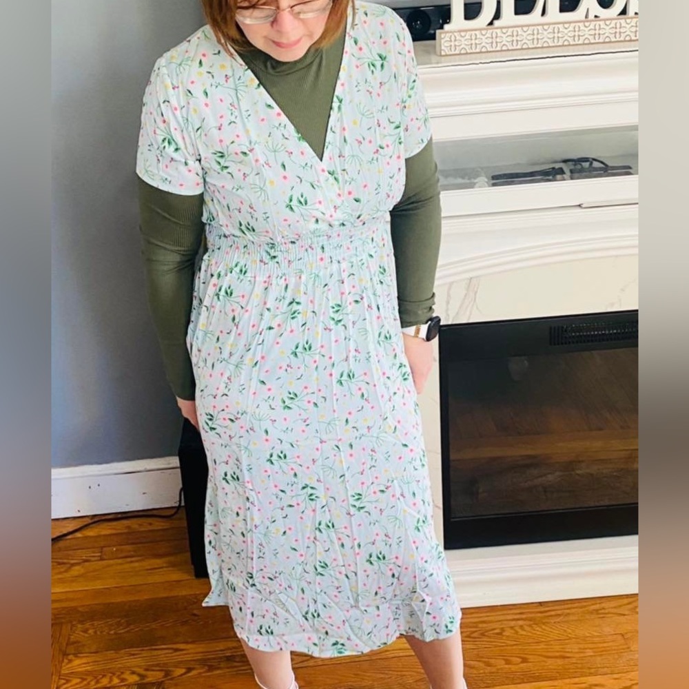 Floral baby blue dress